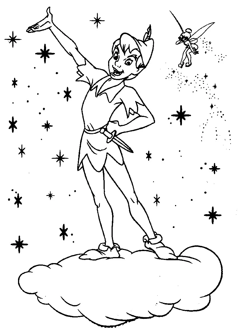 Kostenlose Peter Pan-Zeichnung zum Ausdrucken und Ausmalen