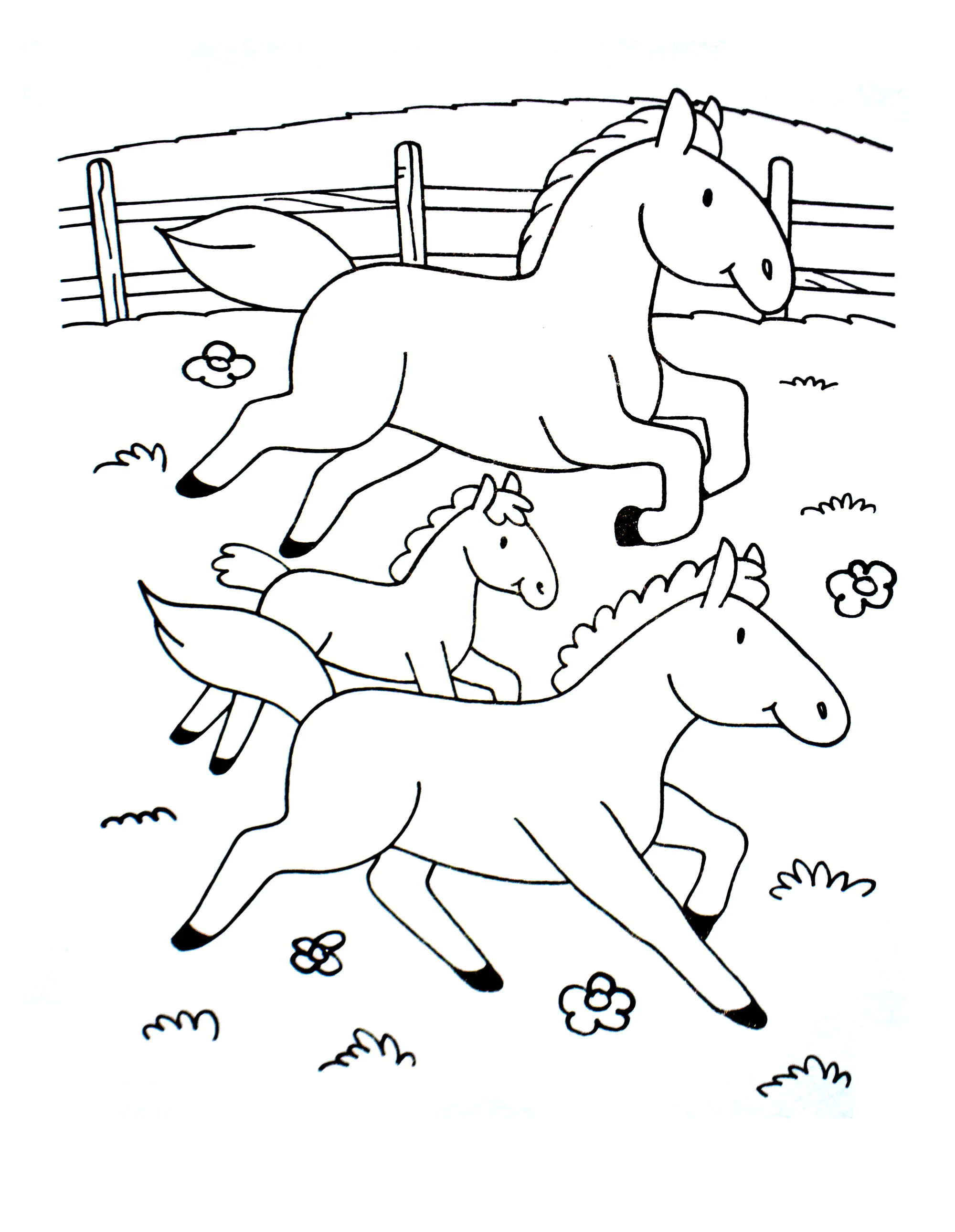 Coloriage Pferde zum Ausdrucken für Kinder (Ausmalbild zum Ausdrucken und Ausmalen für Kinder)