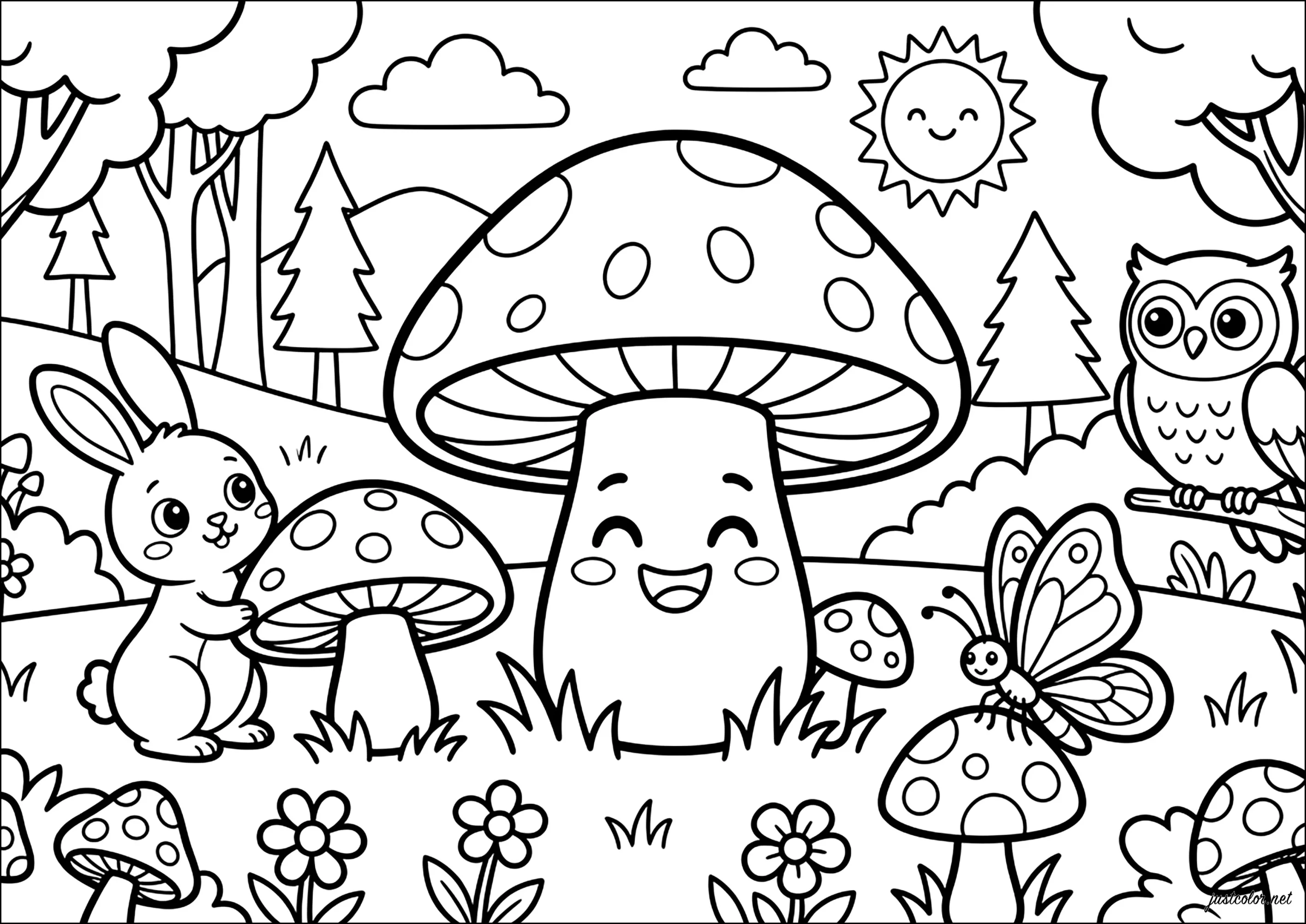 Kostenlose Ausmalbilder von pilze zum Ausdrucken (Ausmalbild zum Ausdrucken und Ausmalen für Kinder)
