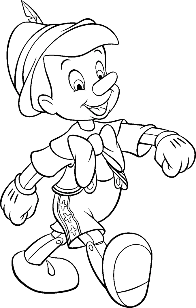 Pinocchio-Bild zum Ausdrucken und Ausmalen