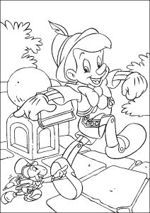 Pinocchio ist bereit für das Abenteuer. (Ausmalbild)