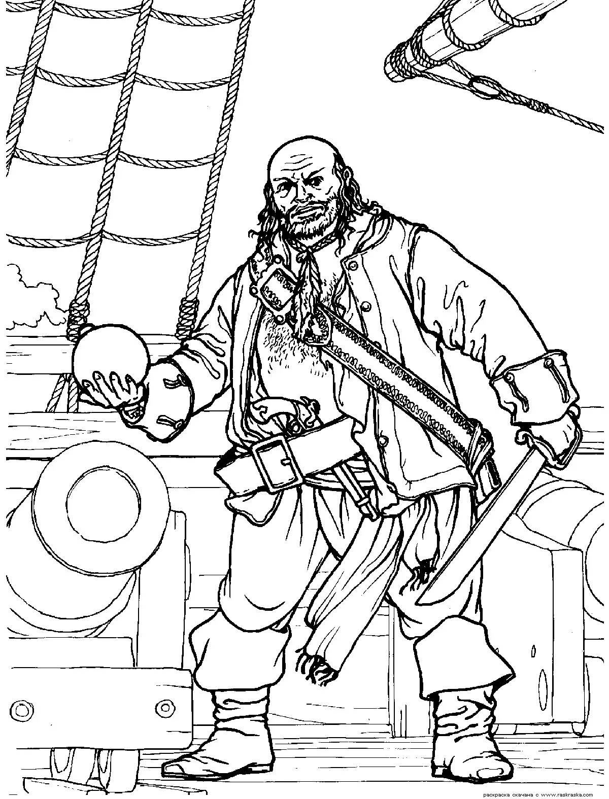 Piratenausmalung für Kinder (Ausmalbild von Piraten zum Ausdrucken und Ausmalen für Kinder)
