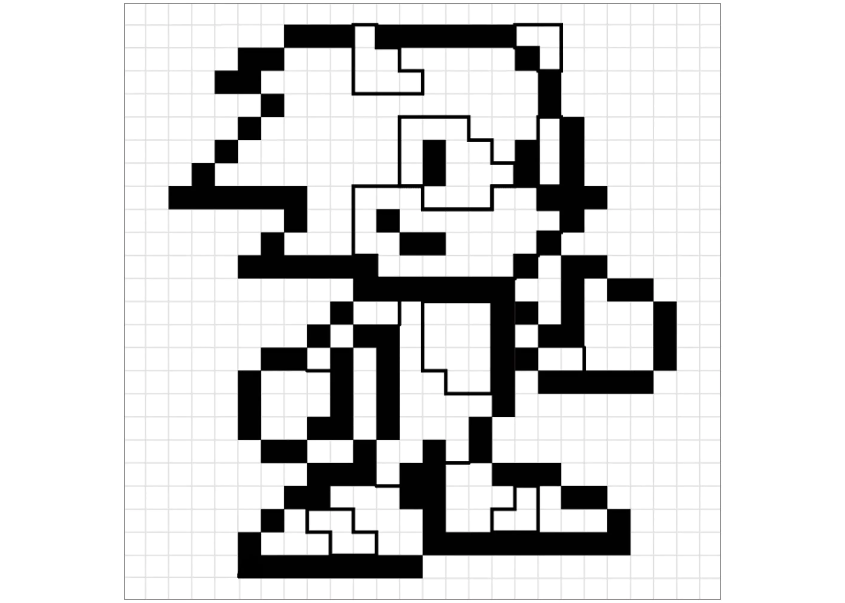 Sonic (Ausmalbild von Pixel Art zum Ausdrucken und Ausmalen für Kinder)