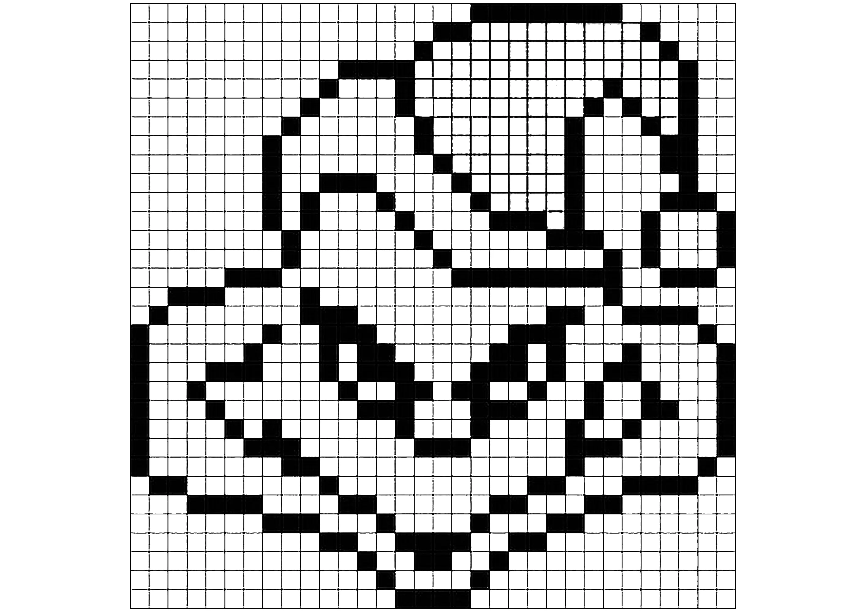 Der Grinch (Ausmalbild von Pixel Art zum Ausdrucken und Ausmalen für Kinder)