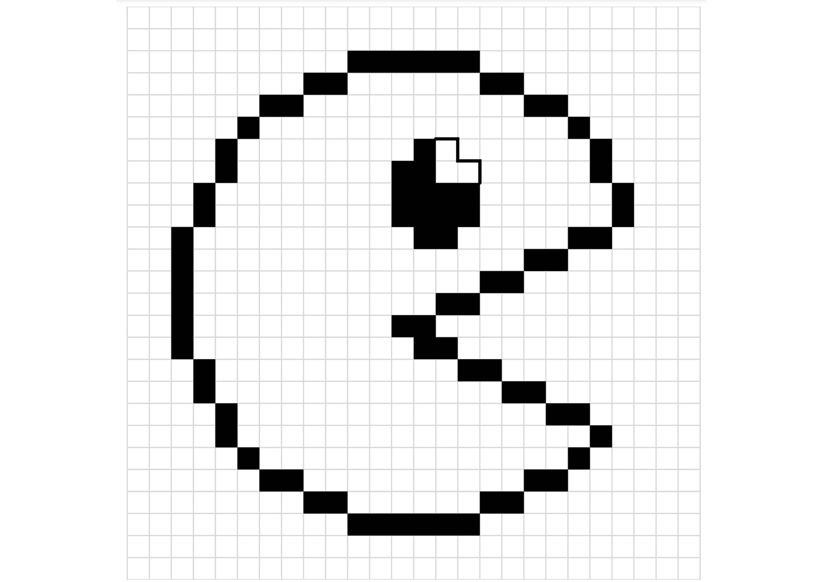 Pacman (Ausmalbild von Pixel Art zum Ausdrucken und Ausmalen für Kinder)