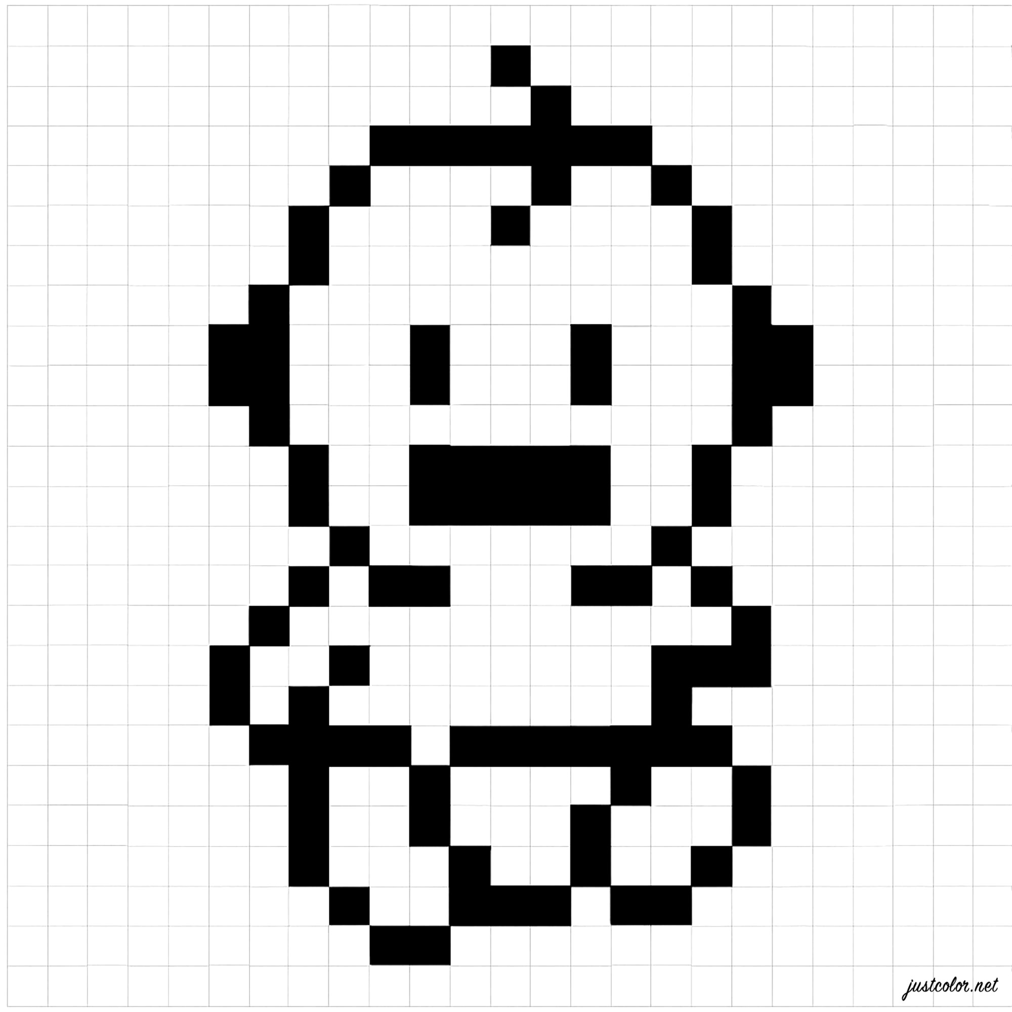 Kleines Baby (Ausmalbild von Pixel Art zum Ausdrucken und Ausmalen für Kinder)