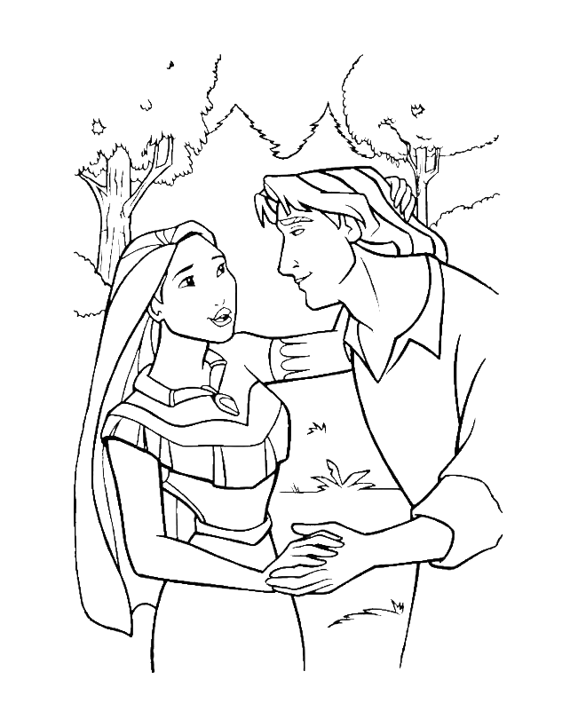 Ausmalbilder von Pocahontas zum Ausmalen für Kinder