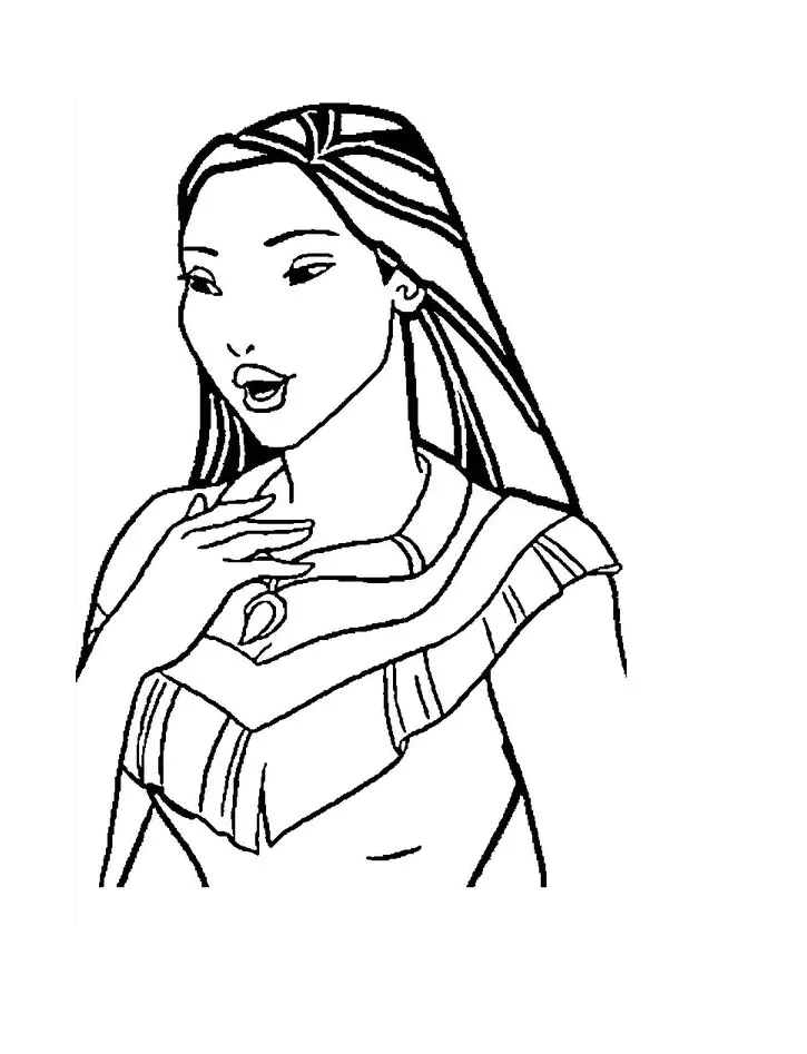 Pocahontas Coloriage zum Ausdrucken (Ausmalbild zum Ausdrucken und Ausmalen für Kinder)