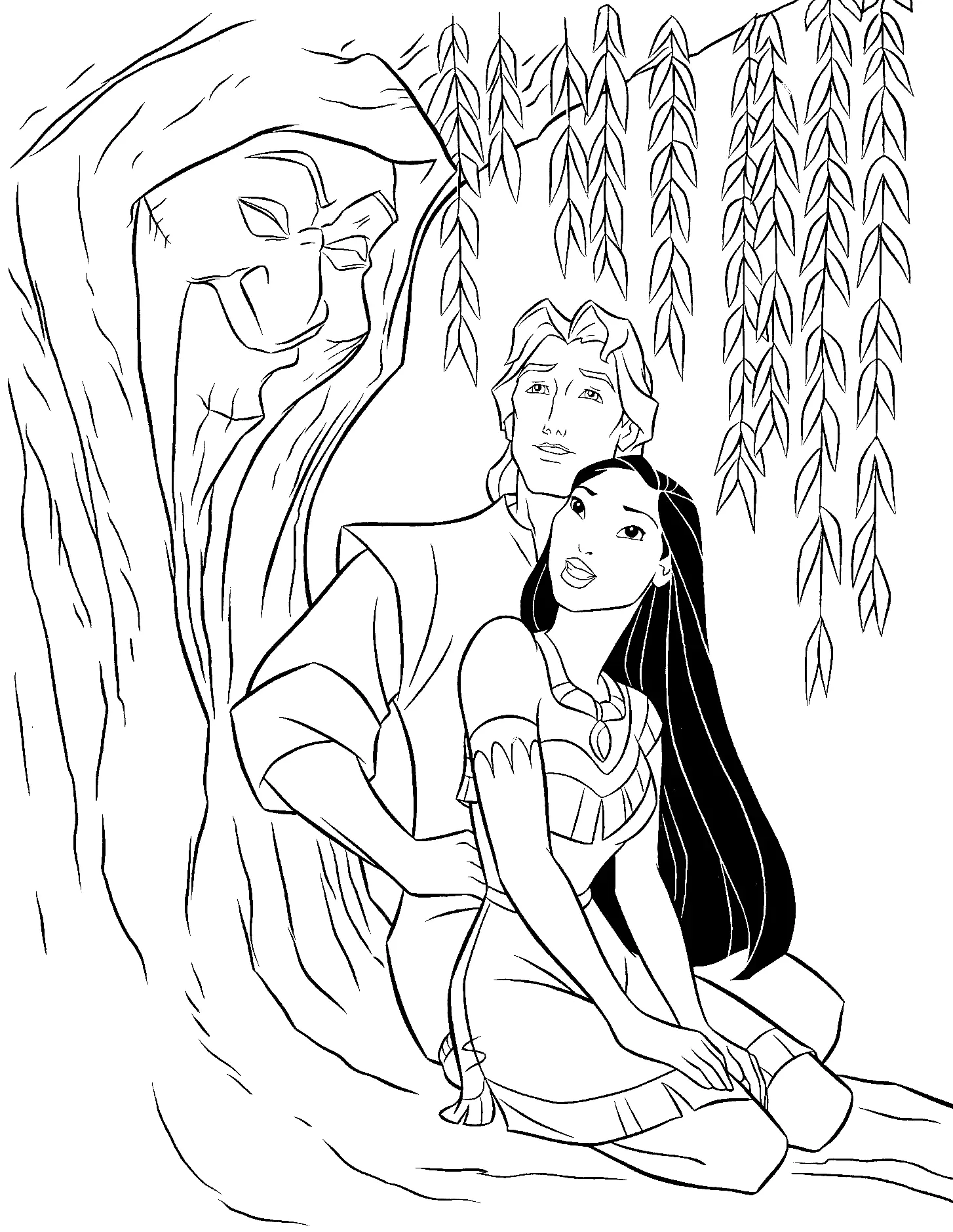 Ausmalbilder von Pocahontas für Kinder (Ausmalbild zum Ausdrucken und Ausmalen für Kinder)