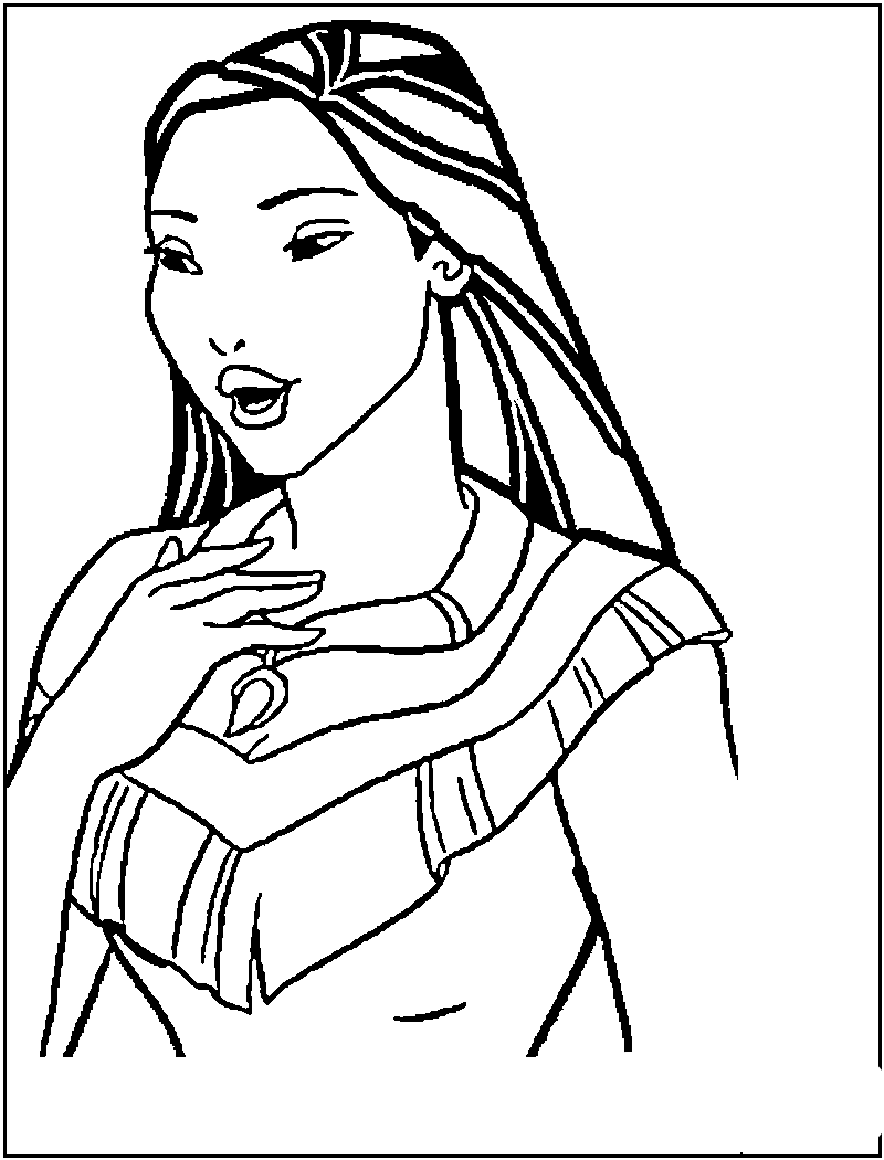 Pocahontas Coloriage zum Ausdrucken (Ausmalbild zum Ausdrucken und Ausmalen für Kinder)