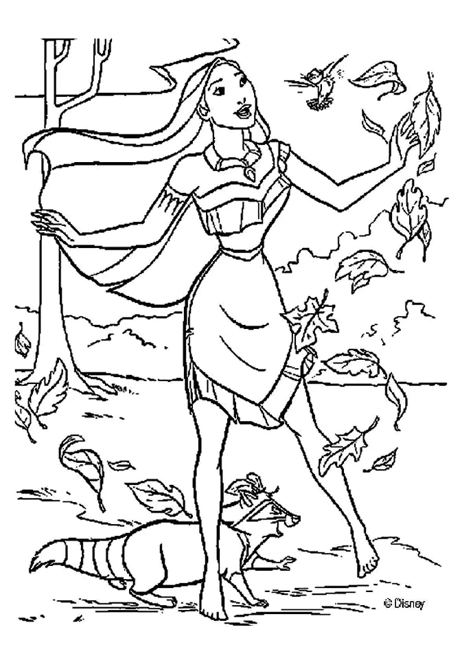 Pocahontas Coloriage zum Ausdrucken (Ausmalbild zum Ausdrucken und Ausmalen für Kinder)