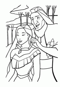 Pocahontas Coloriage zum Ausdrucken für Kinder (Ausmalbild)