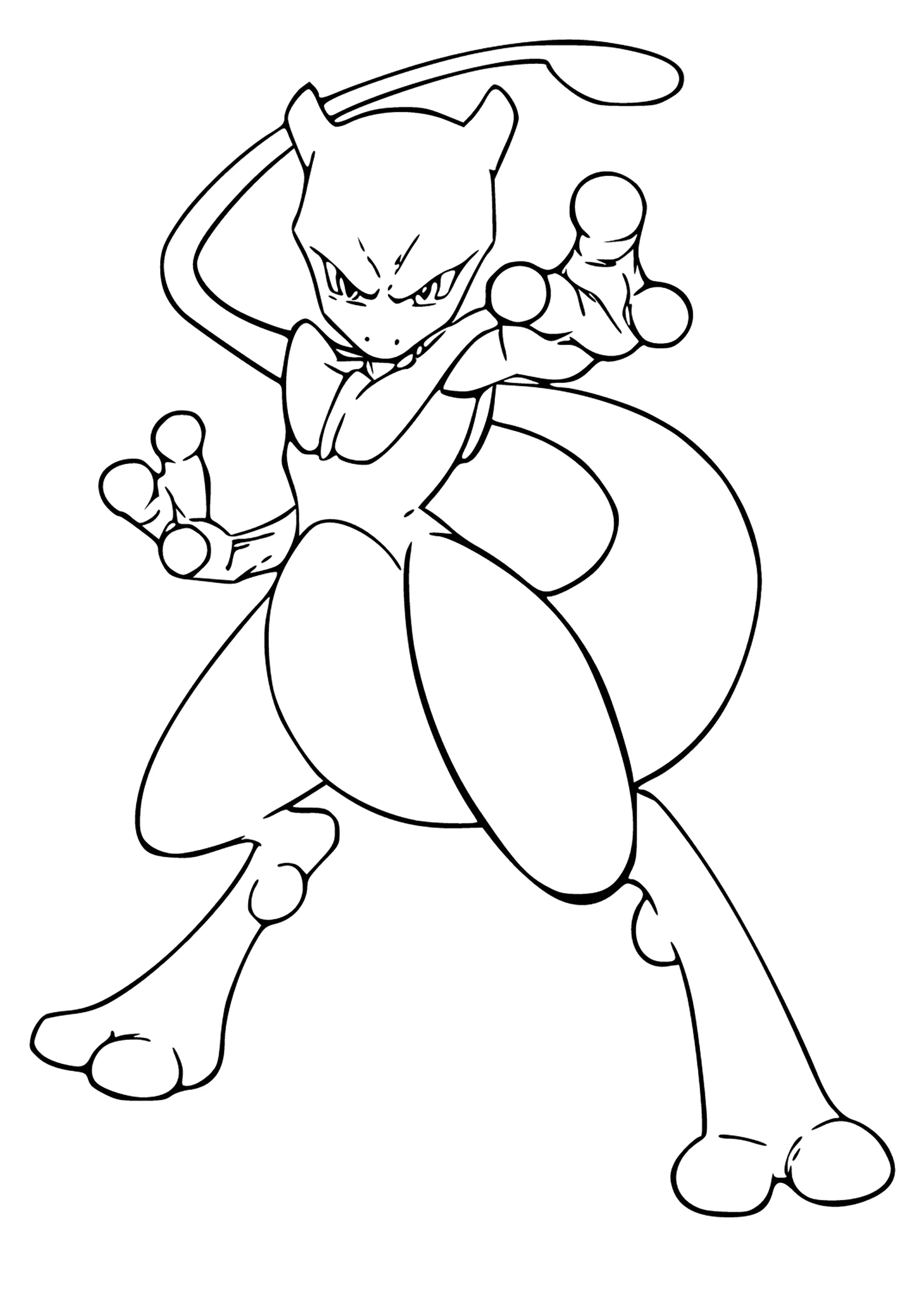 Mewtwo: Einfaches Ausmalen (Superhelden Ausmalbilder)