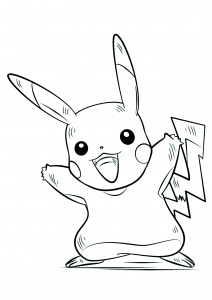 <b>Pikachu</b> (Nr. 25) : Pokémon der Generation I (Ausmalbild)