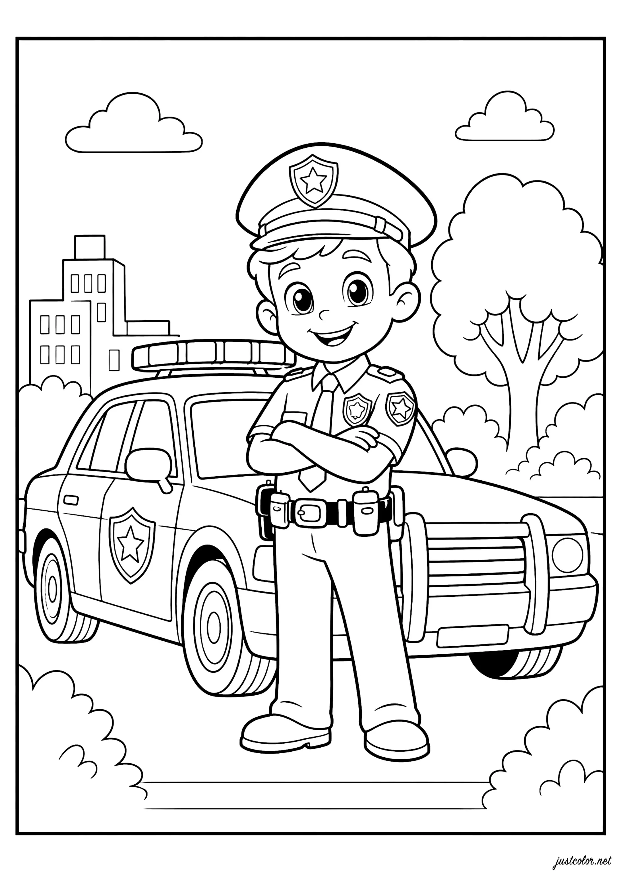 Ausmalbilder für Kinder kostenlos von polizei (Ausmalbild zum Ausdrucken und Ausmalen für Kinder)