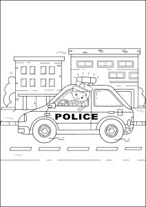 Sehr freundliche Polizeistreife (Ausmalbild von Polizei)