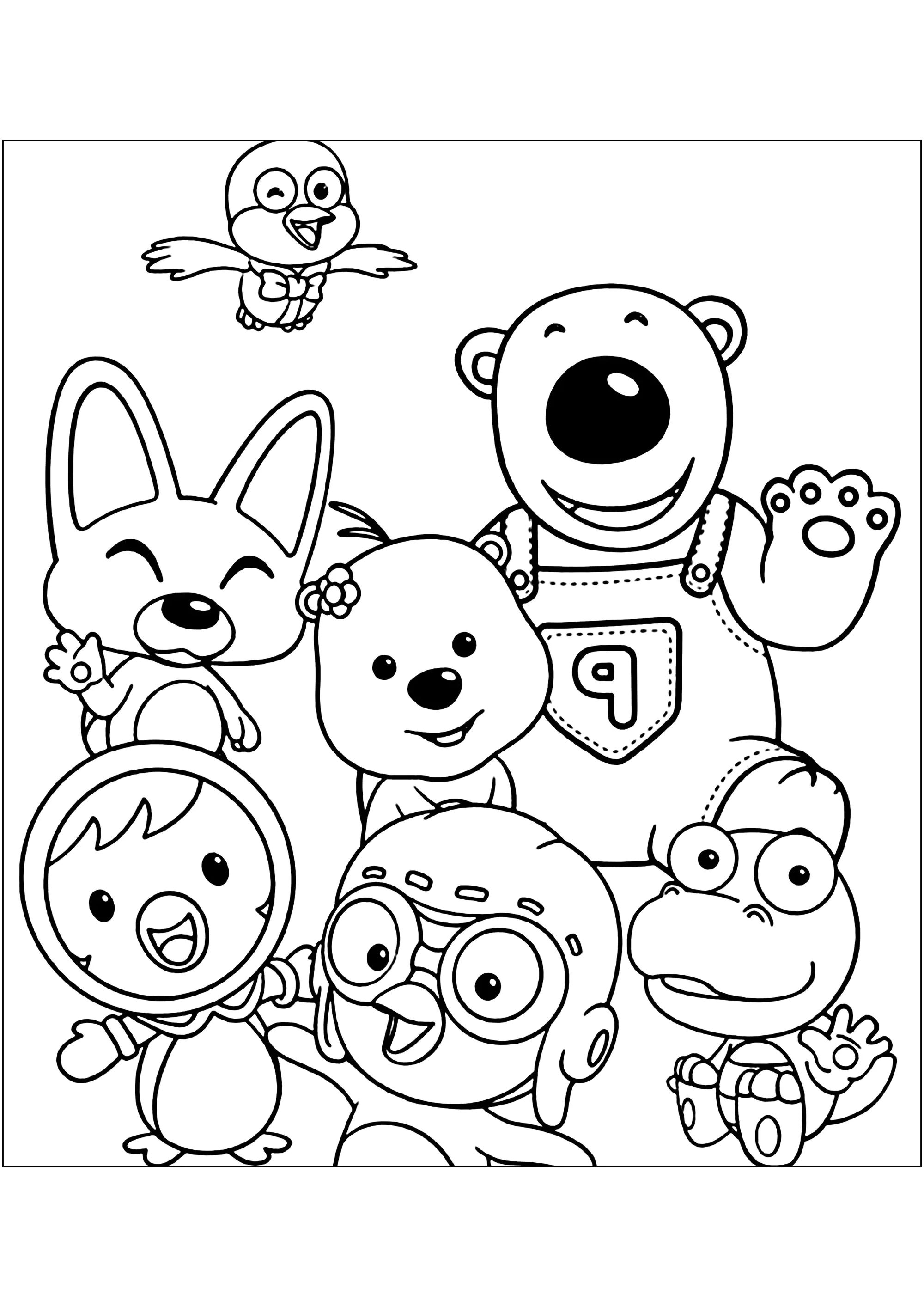 Kostenloses schönes Ausmalbild von Pororo (Ausmalbild zum Ausdrucken und Ausmalen für Kinder)