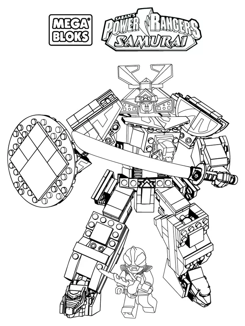 Megazord (Ausmalbild von Power Rangers zum Ausdrucken und Ausmalen für Kinder)