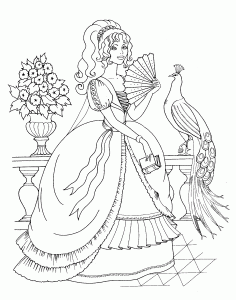 Kostenloses Prinzessinnenbild zum Ausdrucken und Ausmalen. (Ausmalbild von Prinzessinnen)
