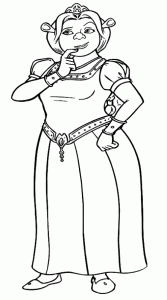 Prinzessin Fiona nachdenklich (Ausmalbild von Prinzessinnen)
