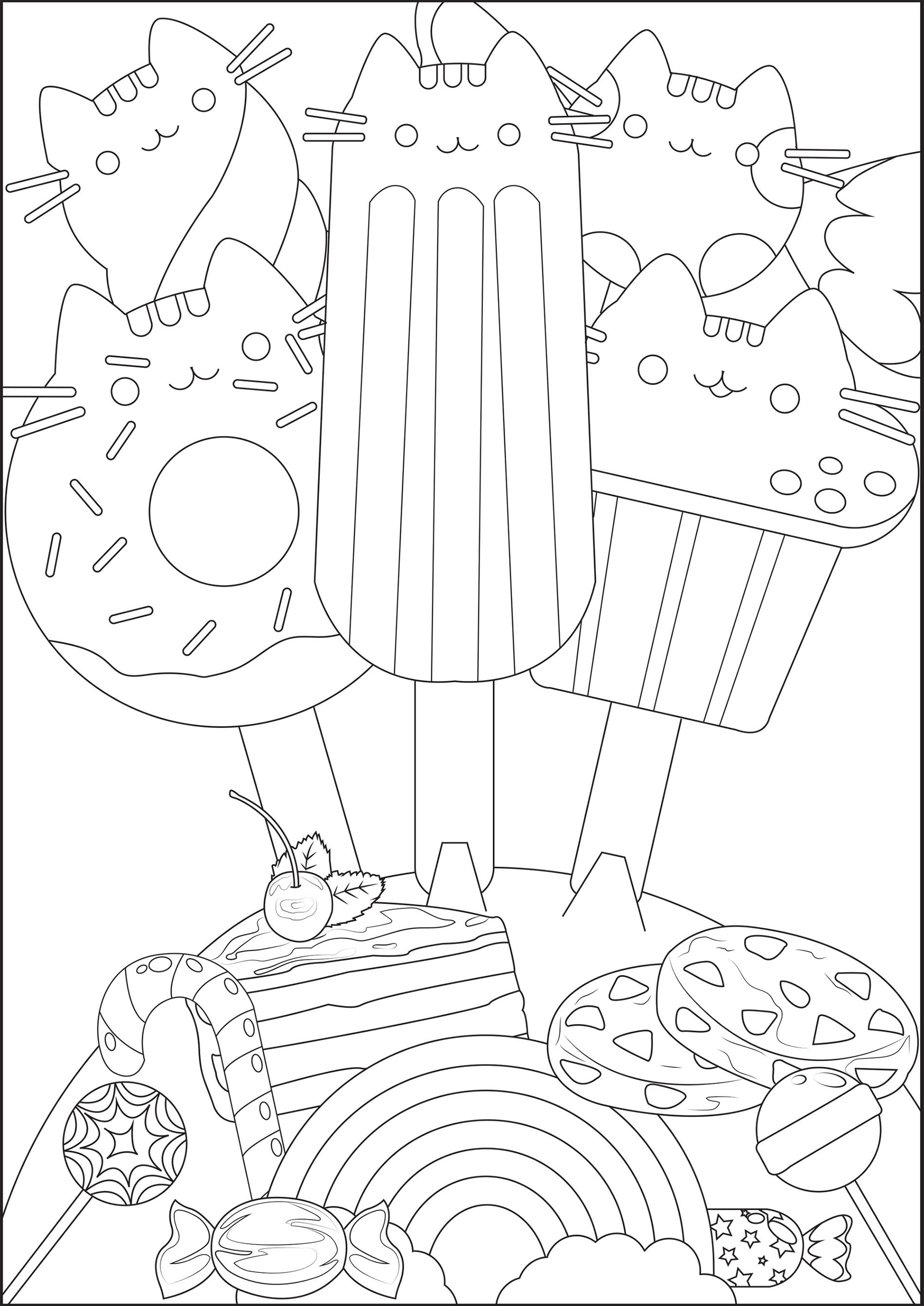 Pusheen-Eis (Ausmalbild zum Ausdrucken und Ausmalen für Kinder)
