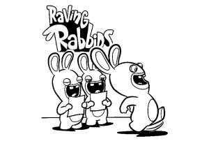 Vier verrückte Hasen (Ausmalbild von Rabbids)