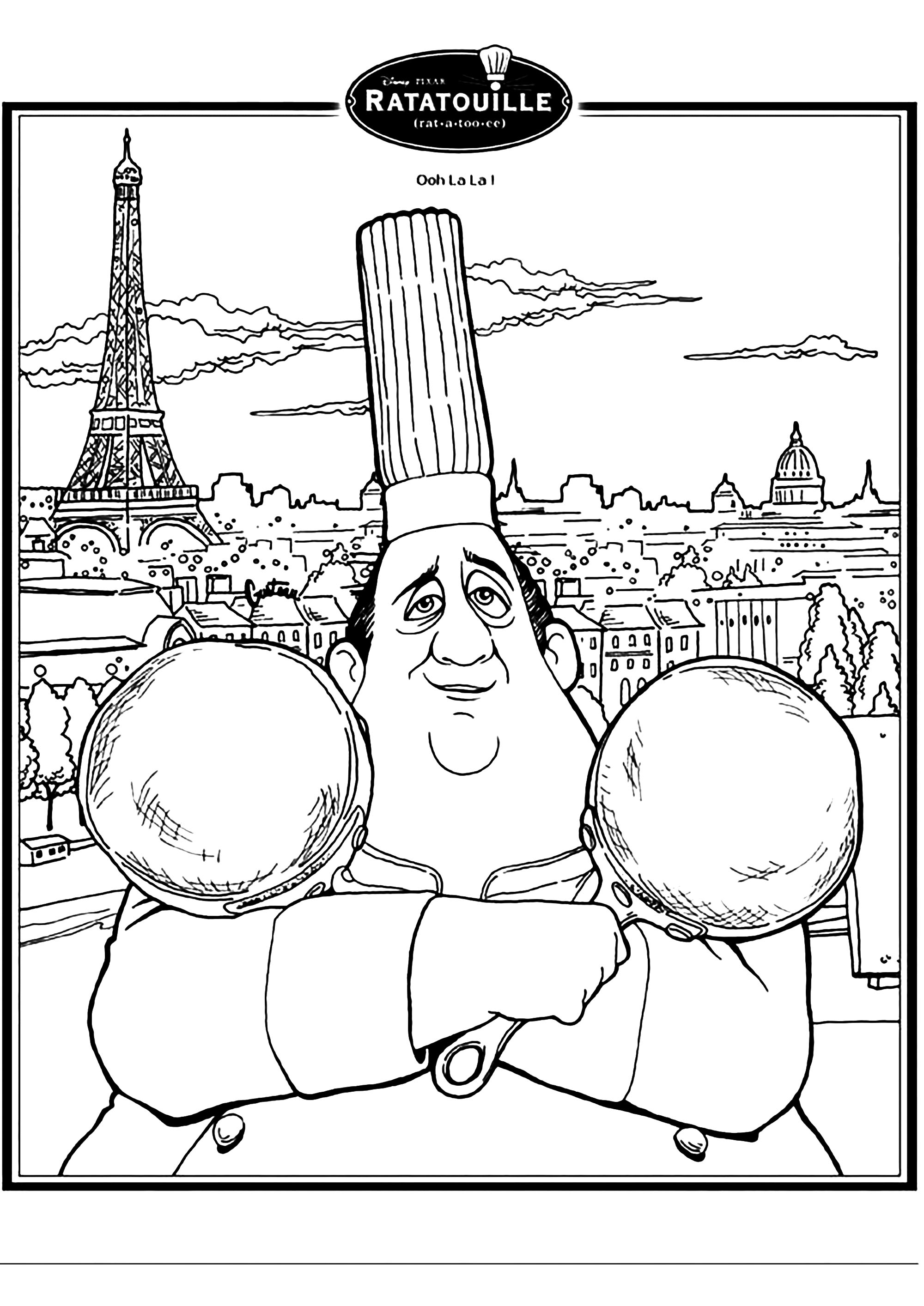 Auguste Gusteau (Ausmalbild von Ratatouille zum Ausdrucken und Ausmalen für Kinder)