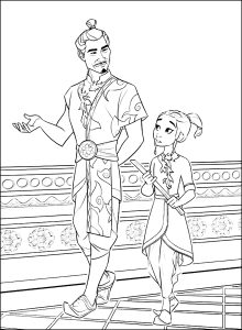 Raya und Chef Benja (Ausmalbild von Raya und der letzte Drache)