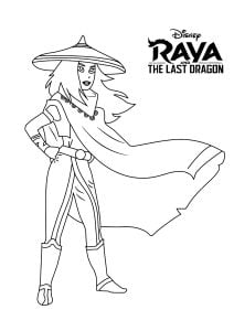 Raya steht auf. (Ausmalbild von Raya und der letzte Drache)