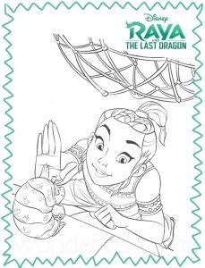 Raya und kleines Tuk Tuk (Ausmalbild von Raya und der letzte Drache)