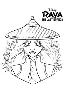 Raya und ihr hübscher Hut. (Ausmalbild von Raya und der letzte Drache)