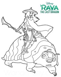 Raya auf Tuk Tuk (Ausmalbild von Raya und der letzte Drache)