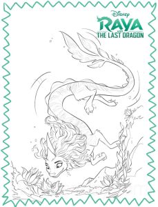 Der Drache im Meer (Ausmalbild von Raya und der letzte Drache)