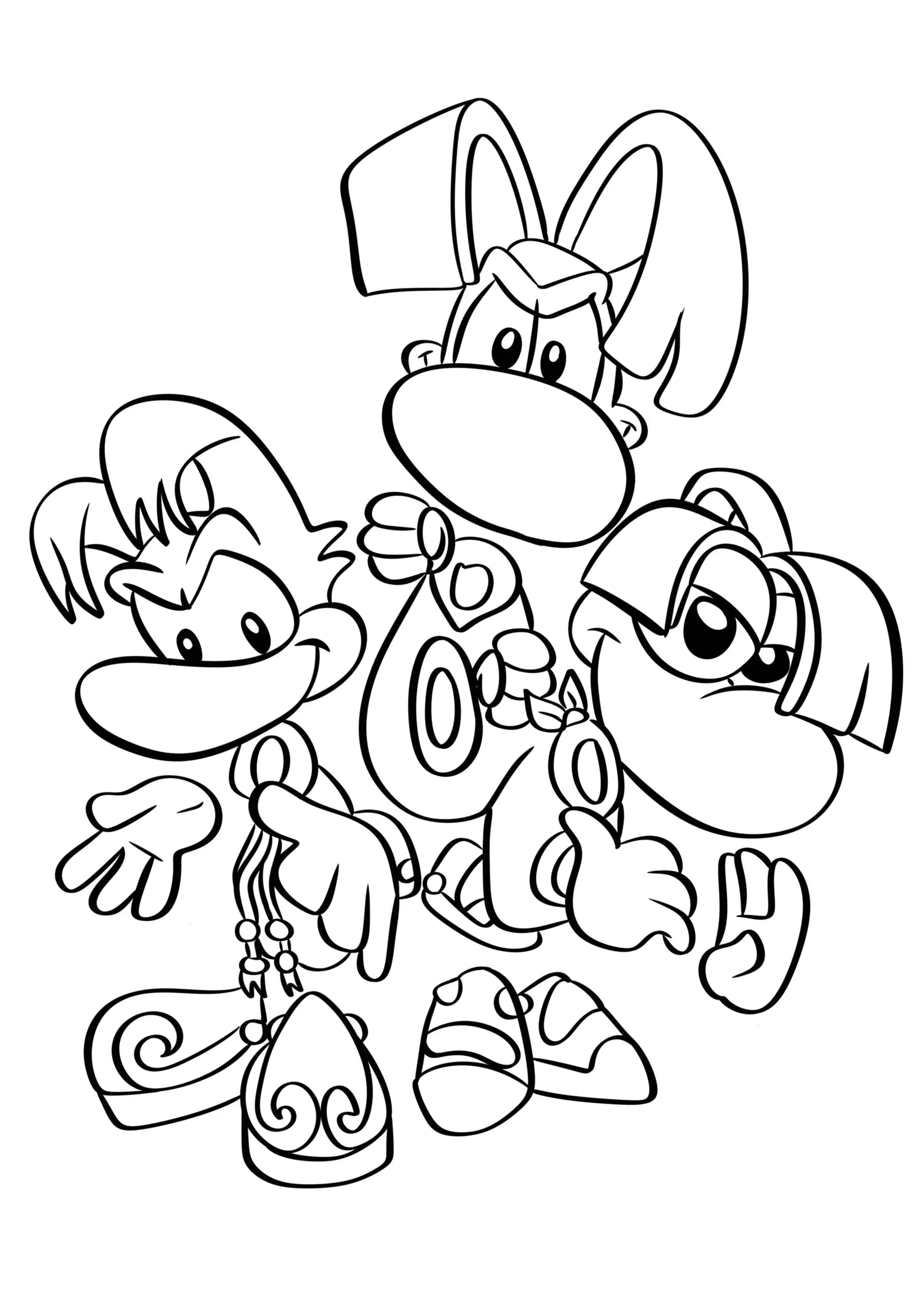 Rayman und seine Freunde (Ausmalbild zum Ausdrucken und Ausmalen für Kinder)