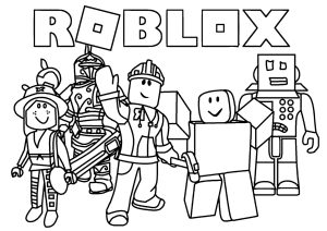 Roblox-Charaktere und Logo (Ausmalbild)