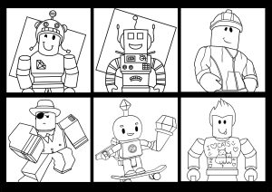 Sechs Charaktere von Roblox (Ausmalbild)