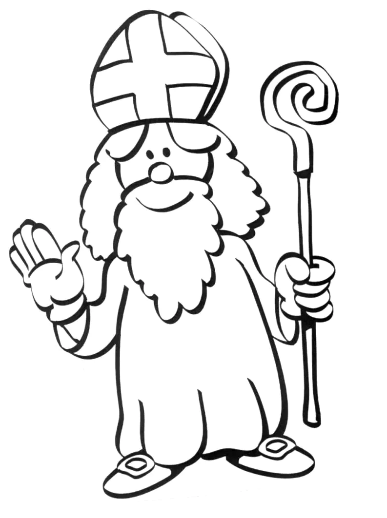 Ausmalbilder von St. Nikolaus für Kinder (Ausmalbild von Sankt Nikolaus zum Ausdrucken und Ausmalen für Kinder)