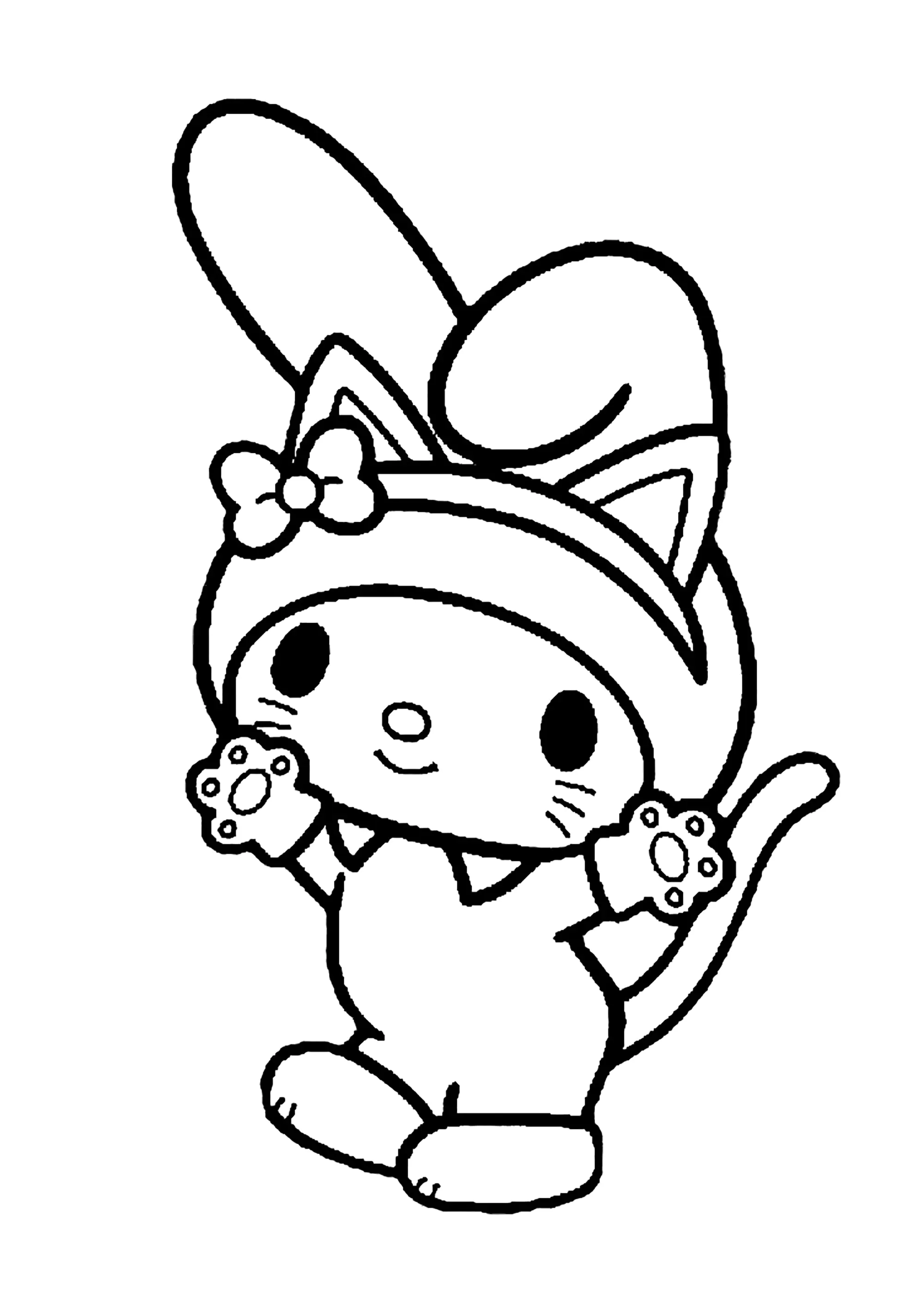 Die kleine My Melody (Ausmalbild von Sanrio zum Ausdrucken und Ausmalen für Kinder)