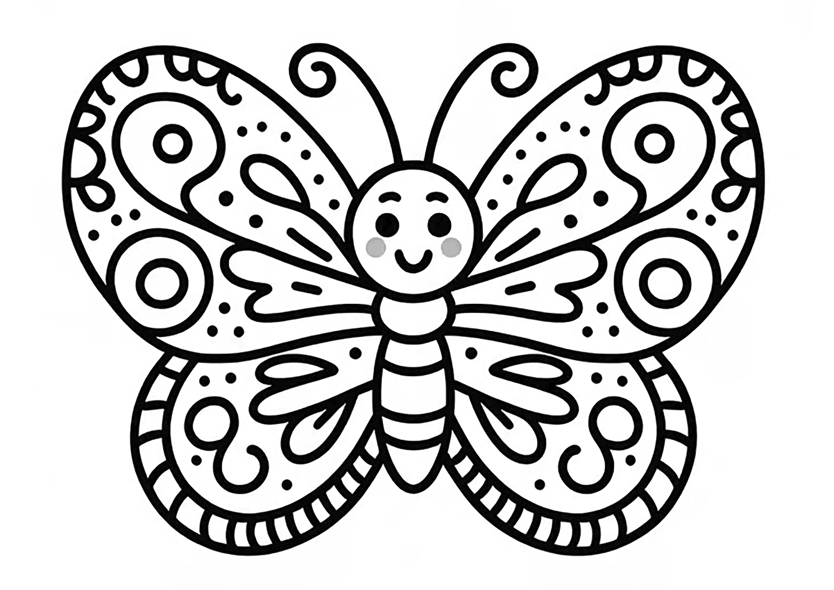 Schmetterling mit dicken Linien (Ausmalbild von Schmetterlinge zum Ausdrucken und Ausmalen für Kinder)