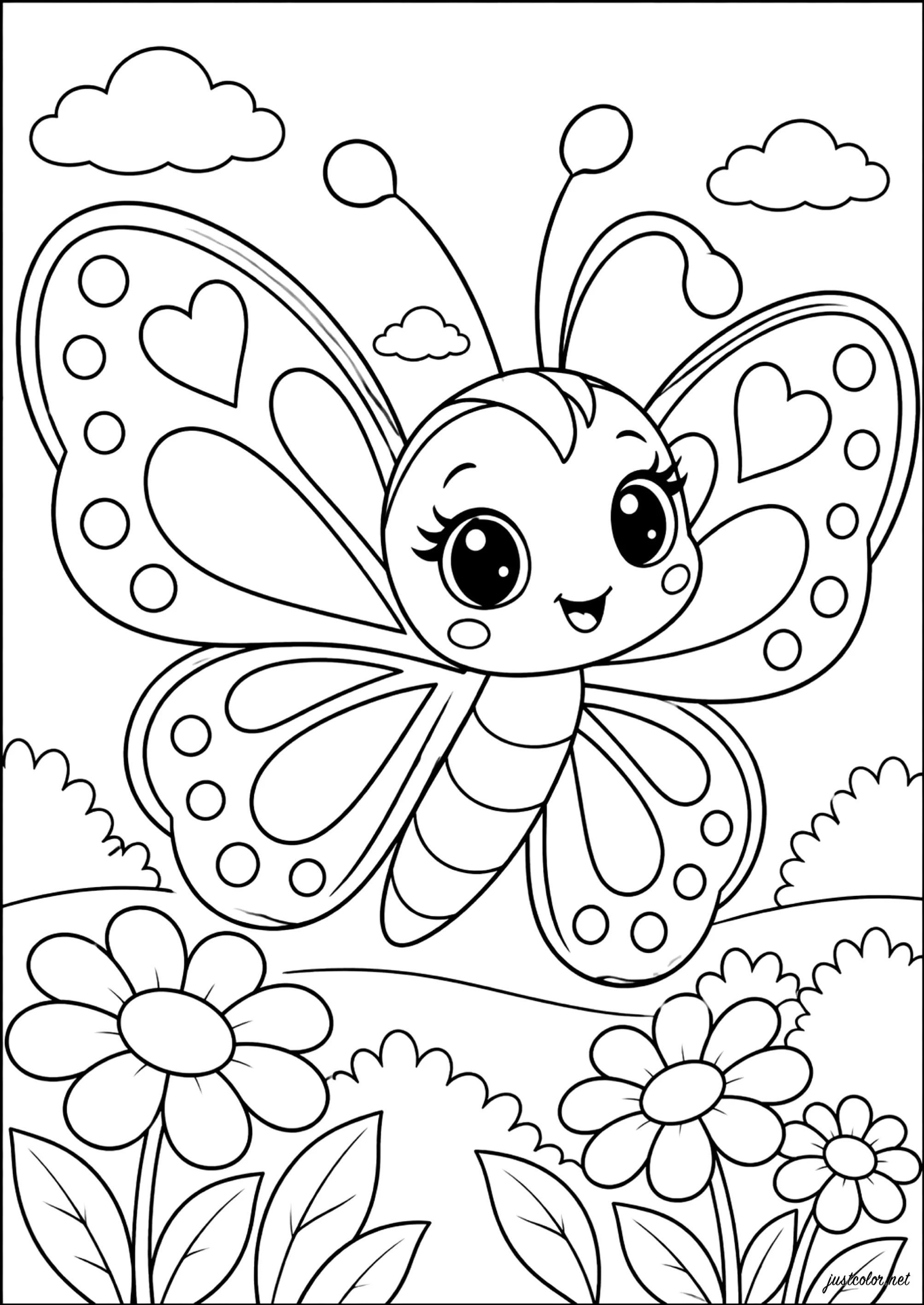 Ausmalbilder von schmetterlinge für Kinder (Ausmalbild zum Ausdrucken und Ausmalen für Kinder)
