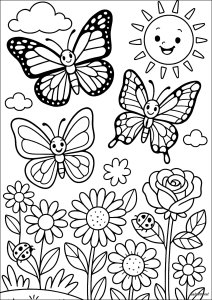 Ausmalbilder für Kinder kostenlos von schmetterlinge (Ausmalbild)