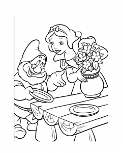 Malvorlage für Kinder mit Schneewittchen zum Ausdrucken