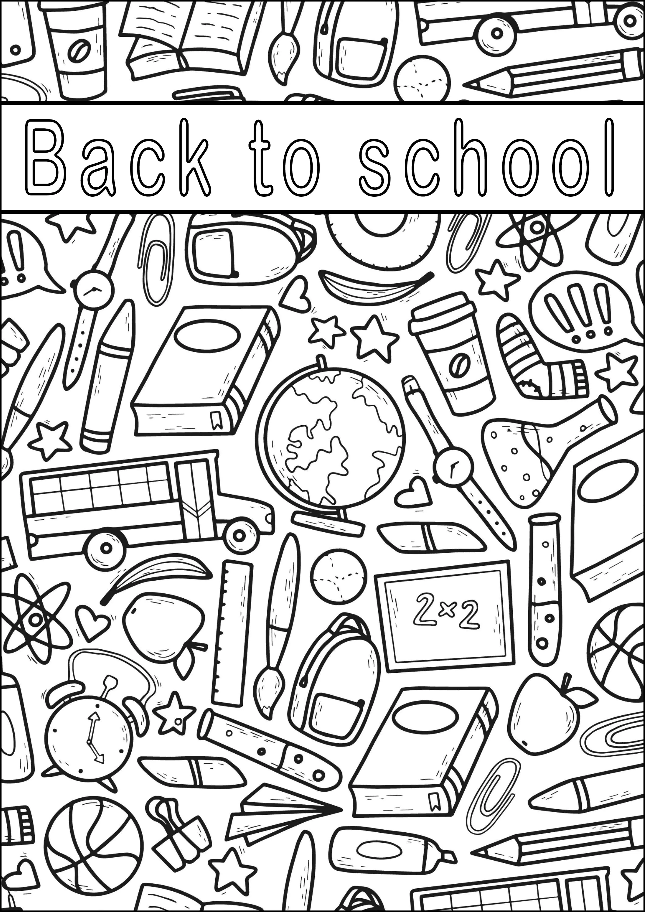 Zurück zur Schule! (Ausmalbild von Schulanfang zum Ausdrucken und Ausmalen für Kinder)