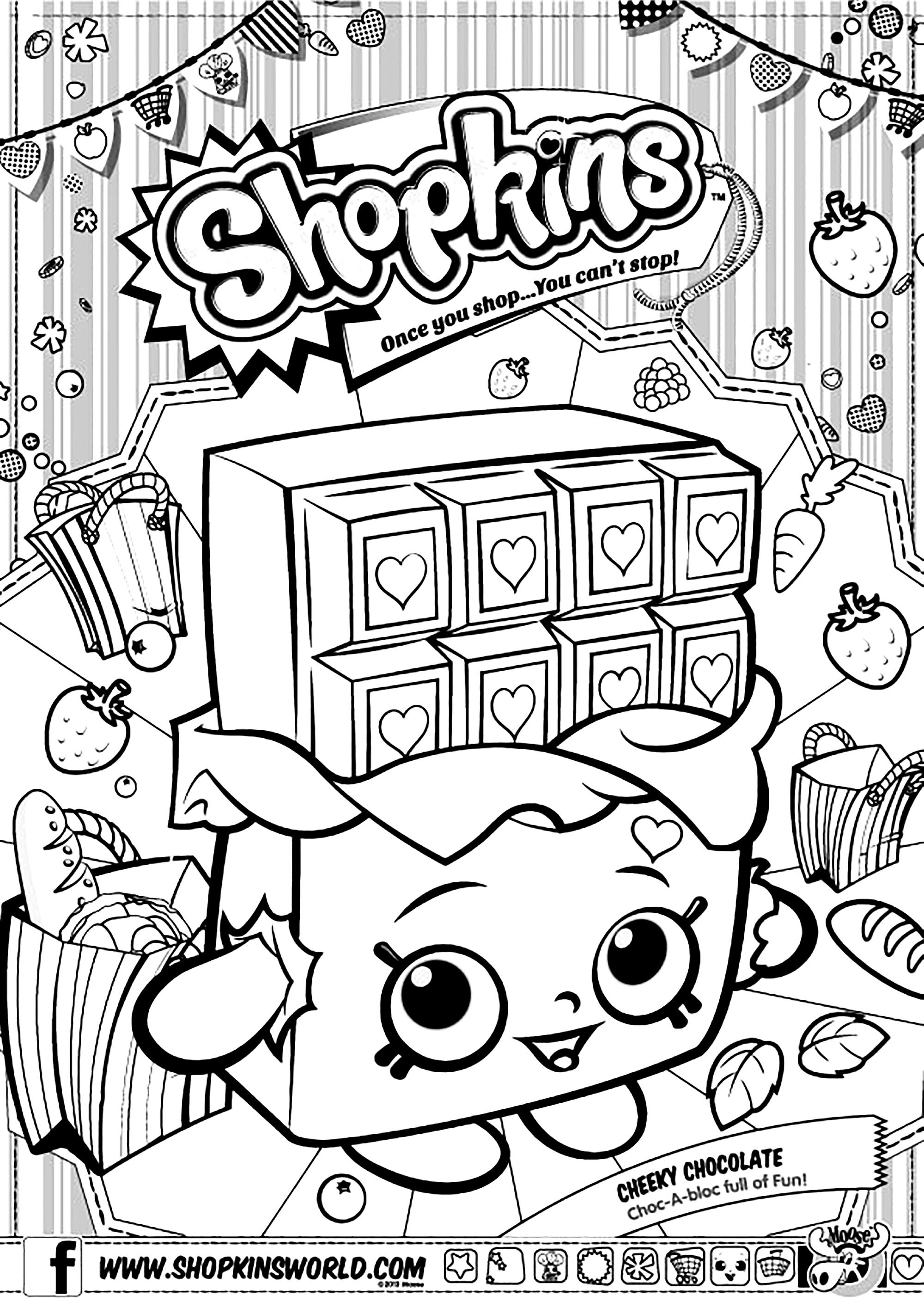 Shopkins: Freche Schokolade (Ausmalbild zum Ausdrucken und Ausmalen für Kinder)