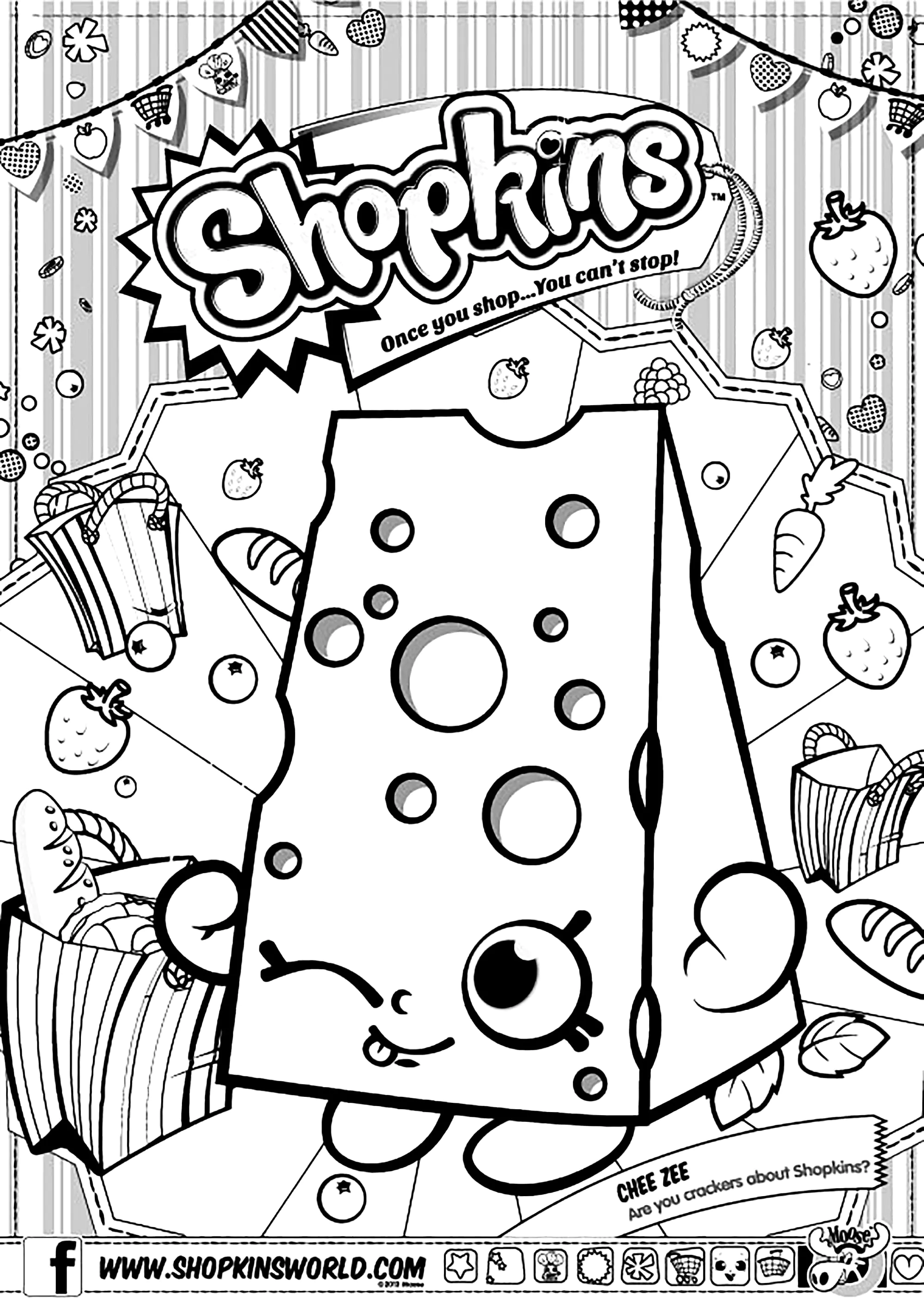 Shopkins: Chee Zee (Ausmalbild zum Ausdrucken und Ausmalen für Kinder)