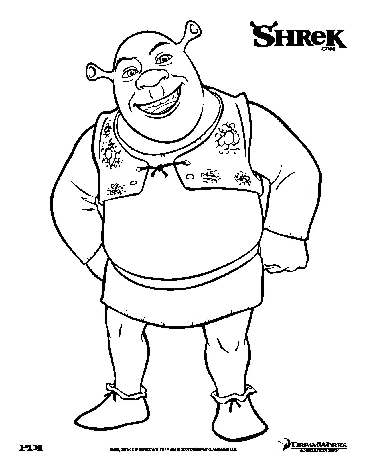 Kostenlose Shrek-Zeichnung zum Ausdrucken und Ausmalen