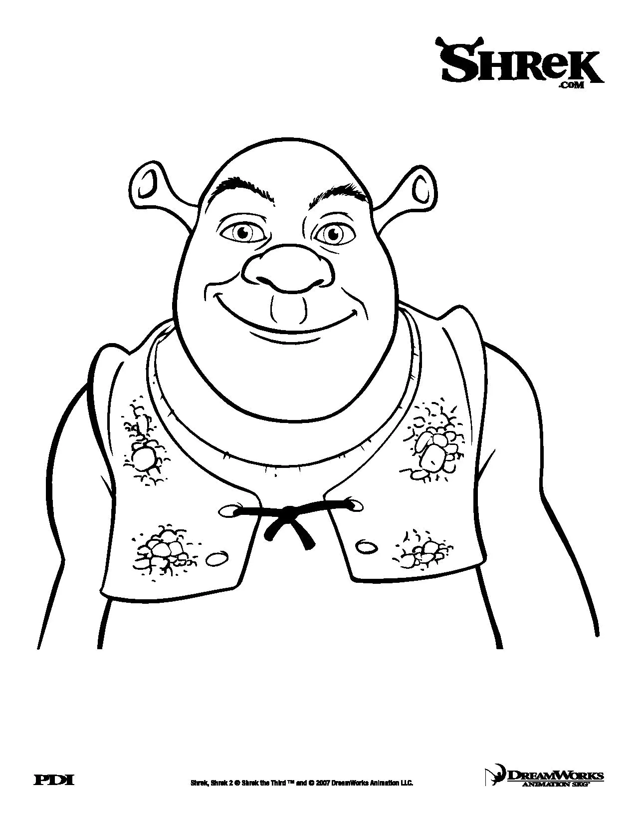 Kostenlose Shrek-Zeichnung zum Ausdrucken und Ausmalen