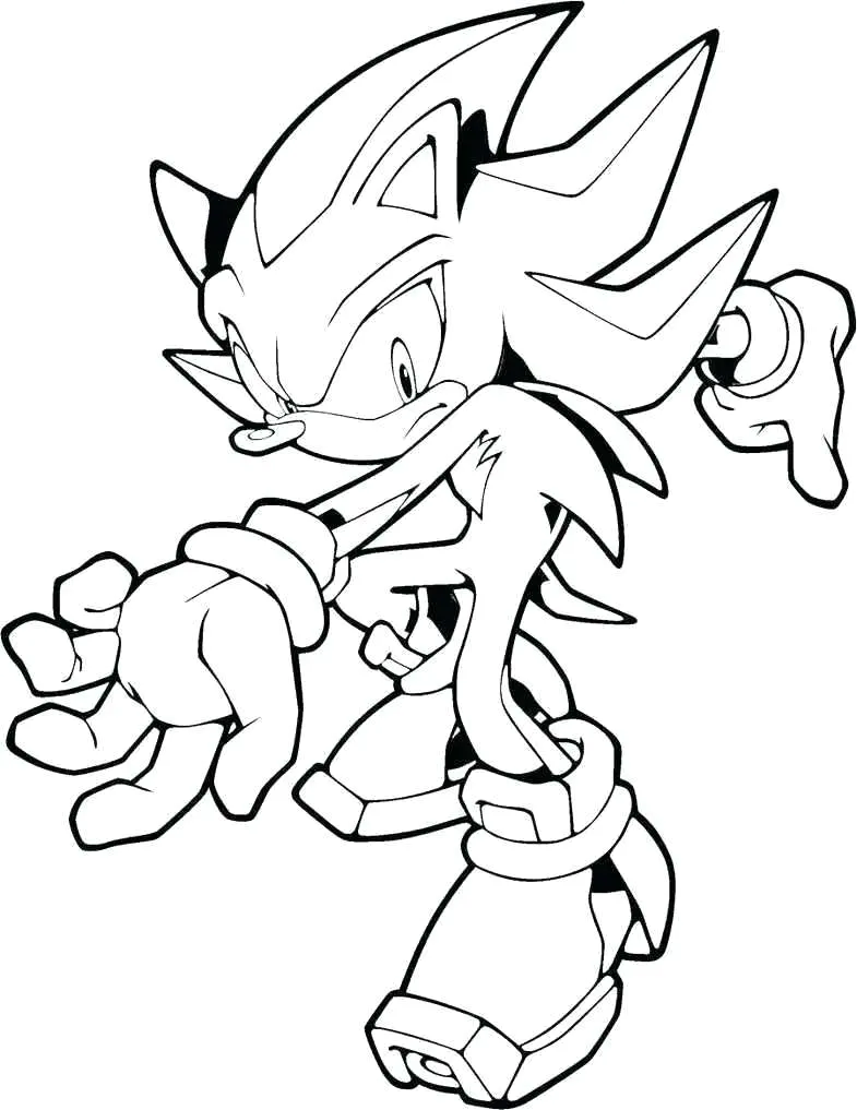 Sonic bereit für die Aktion. (Ausmalbild zum Ausdrucken und Ausmalen für Kinder)