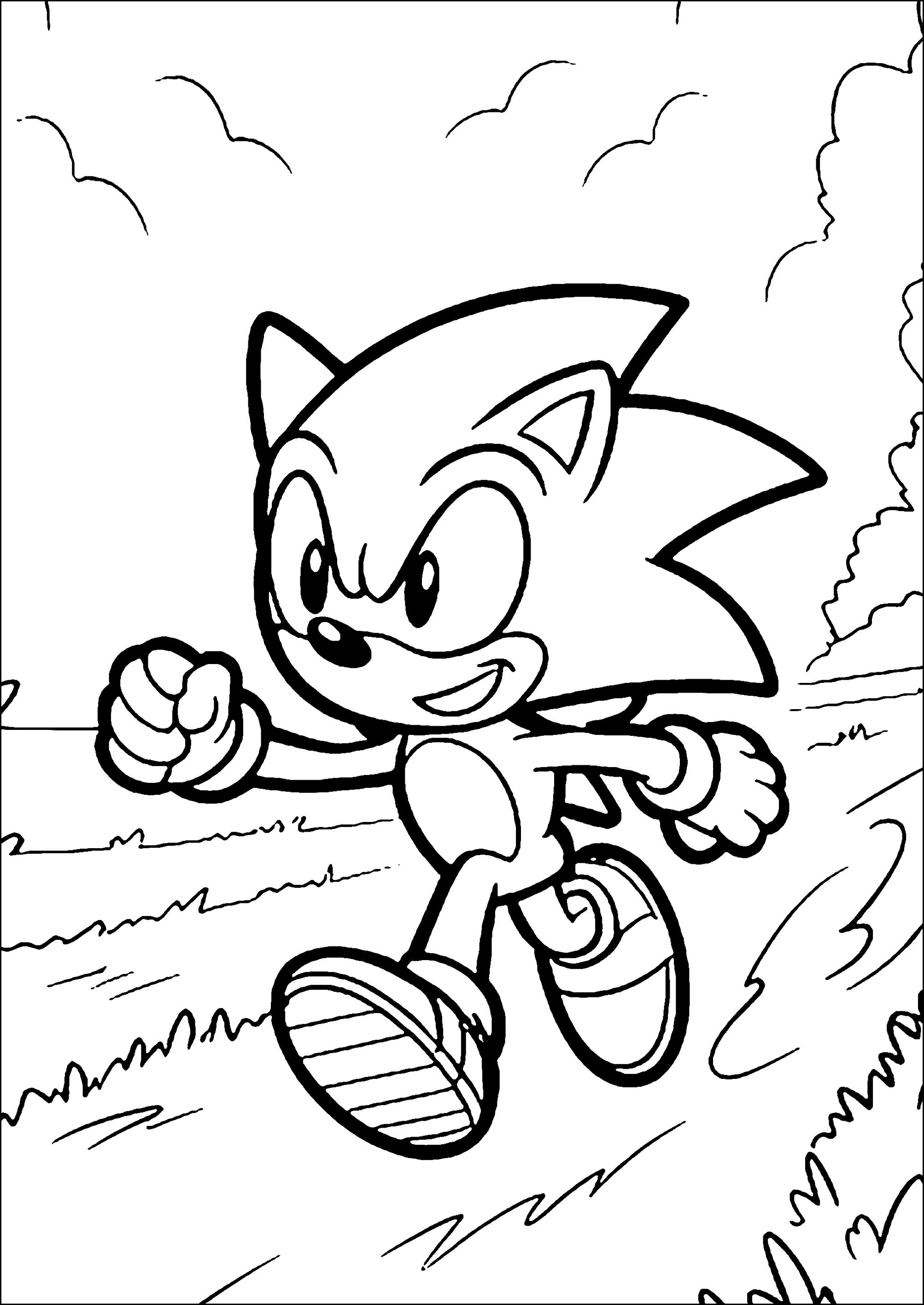 Sonic der schnelle Igel (Ausmalbild zum Ausdrucken und Ausmalen für Kinder)