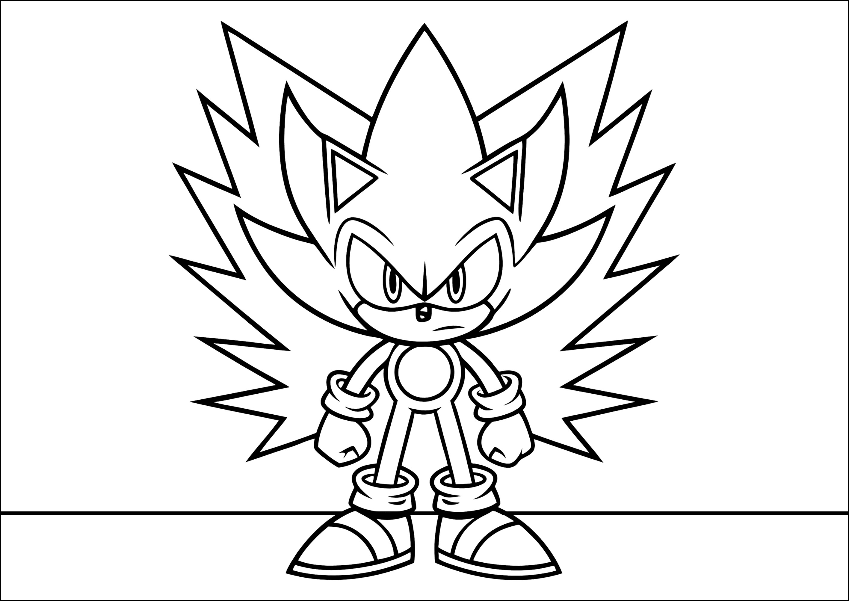 Sonic umgeben von einem leuchtenden Heiligenschein (Ausmalbild zum Ausdrucken und Ausmalen für Kinder)